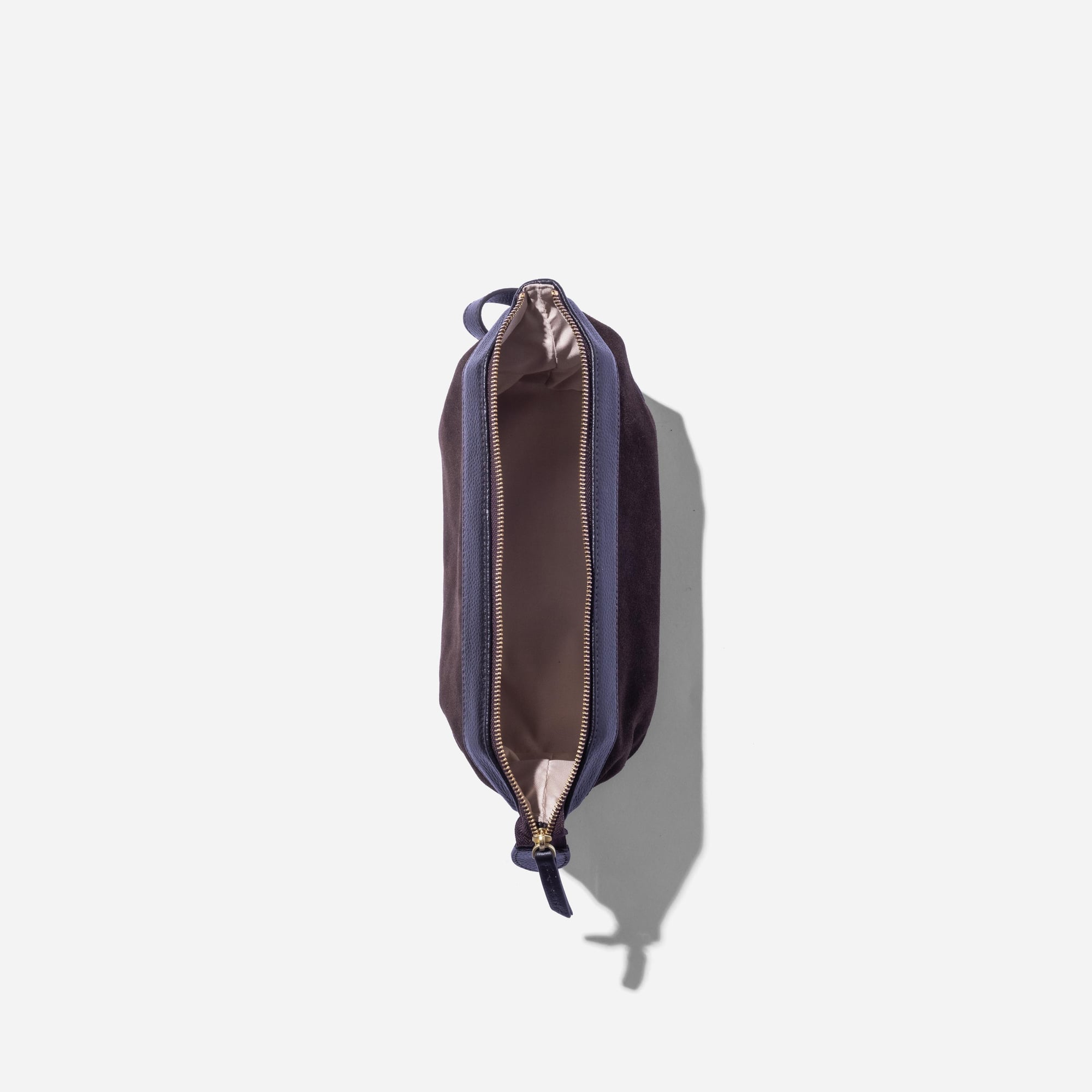 Wash Bag Brown Suede