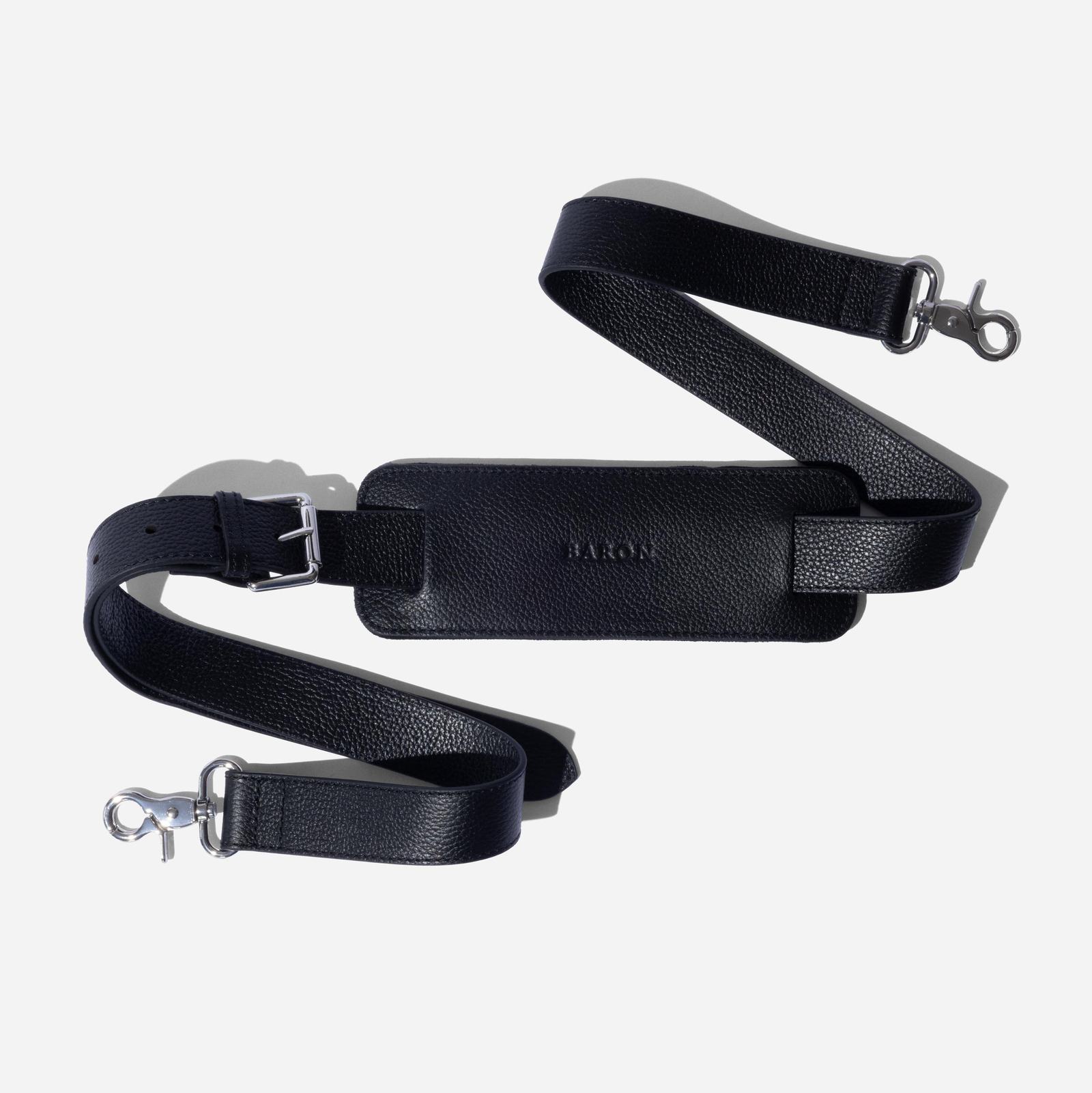 【MUCENT】 EREN BELT STRAP LEATHER SHOULDER BAG UNISEX Baron — Shoulder Strap Black Leather