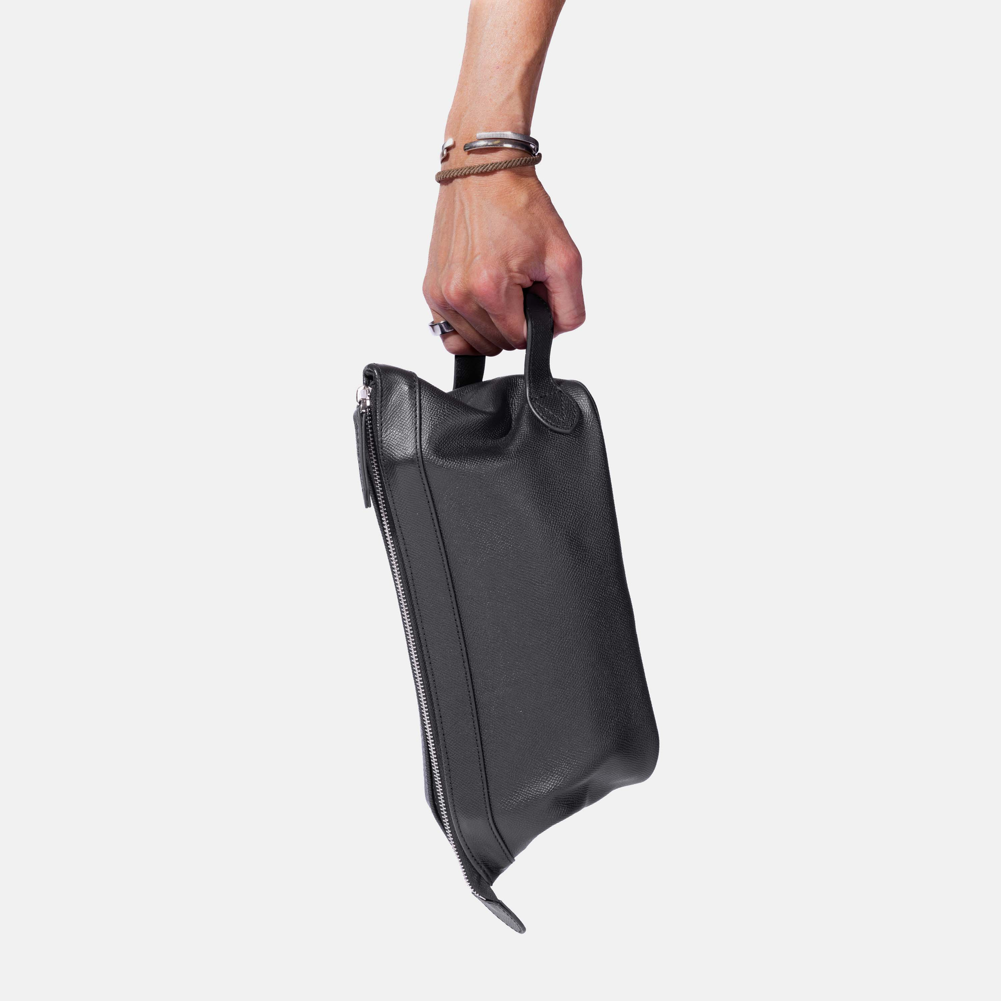 Wash Bag Black Leather